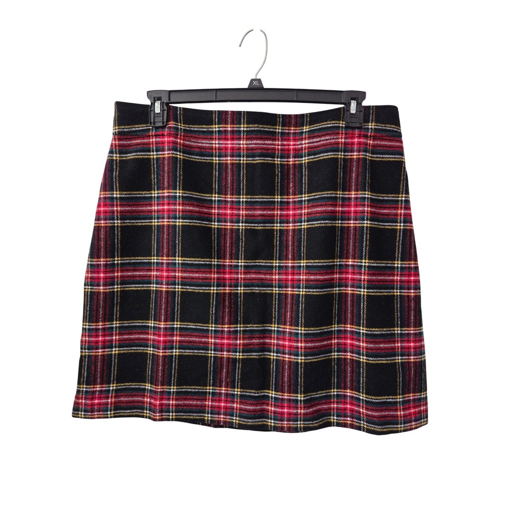 J. Crew Plaid Wool‎ Blend A-Line Mini Skirt Women 16 Black Red NWT $110 BK386